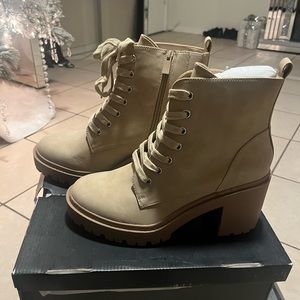 Tan chunky lace up boots from Torrid